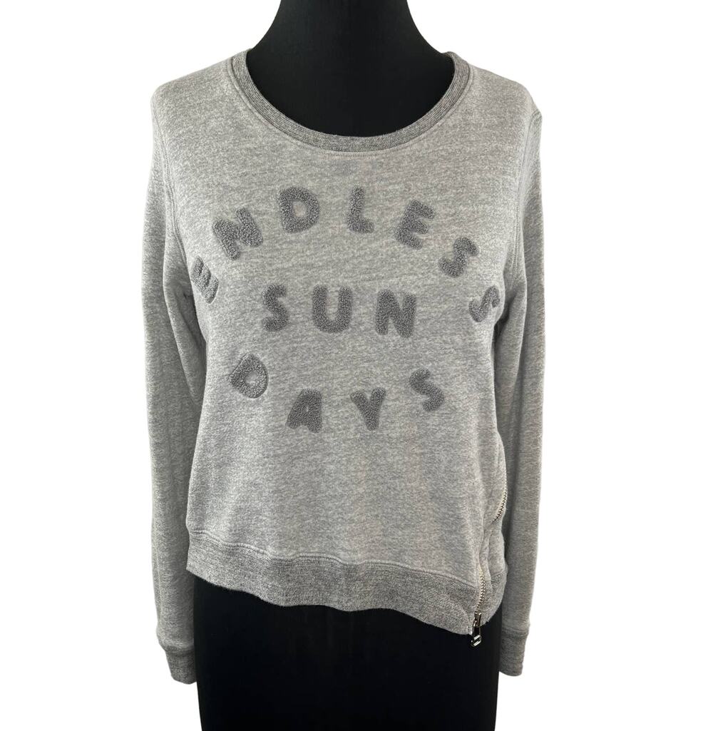 SUNDRY Gray Cotton Terry Endless Sun Days Pullover Sweatshirt Crew Neck Lounge 1